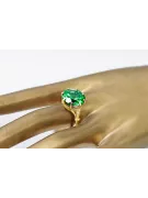 Esmeralda Oro amarillo de 14 quilates Anillo Artesanía vintage vrc073y